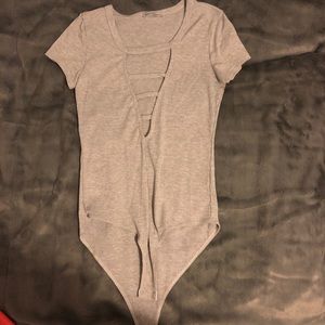 charlotte russe gray low cut bodysuit